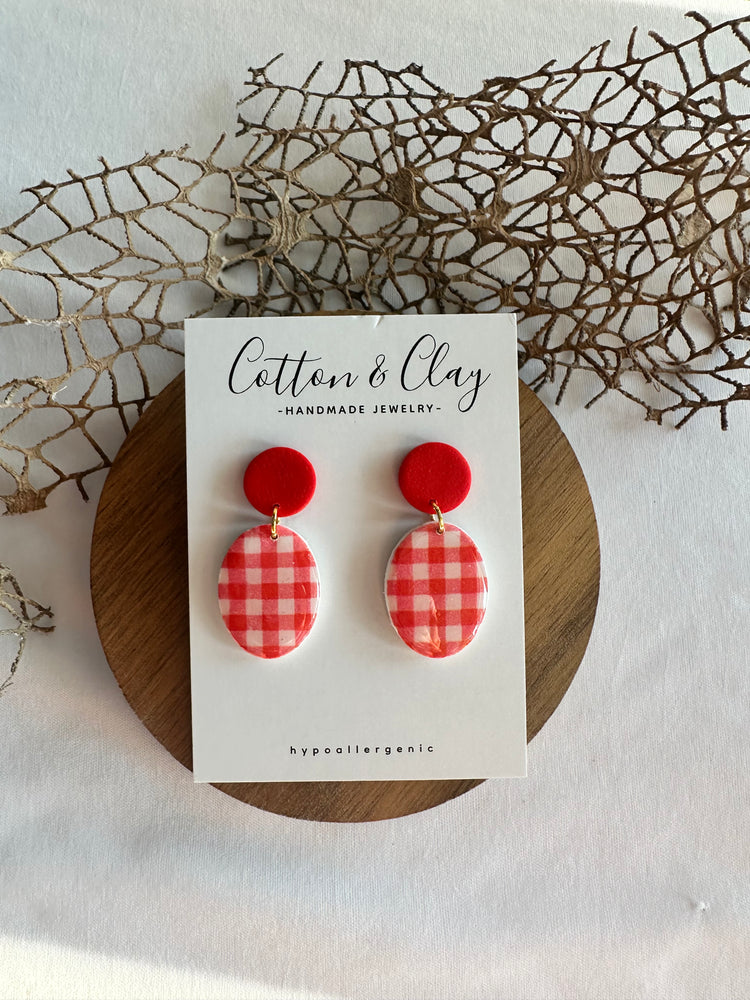 Red check oval