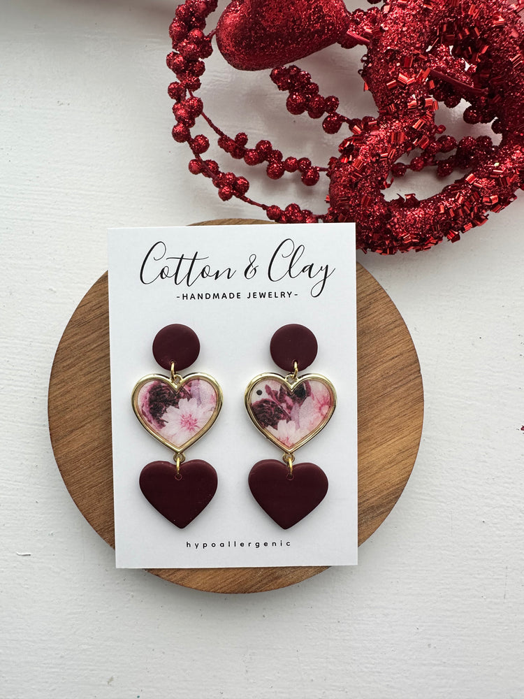 Large flower heart dangle
