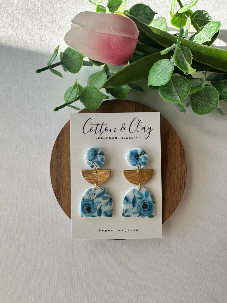 Blue flower large dangle