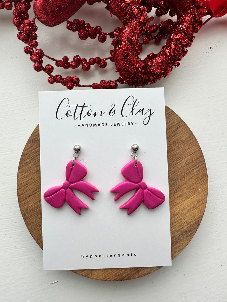 Fuchsia bow dangle