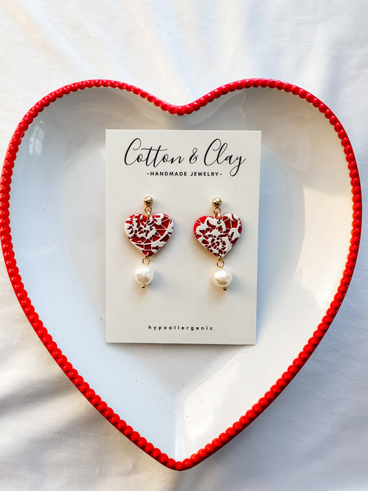 Lace heart with pearl