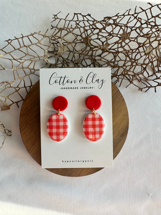 Red check oval