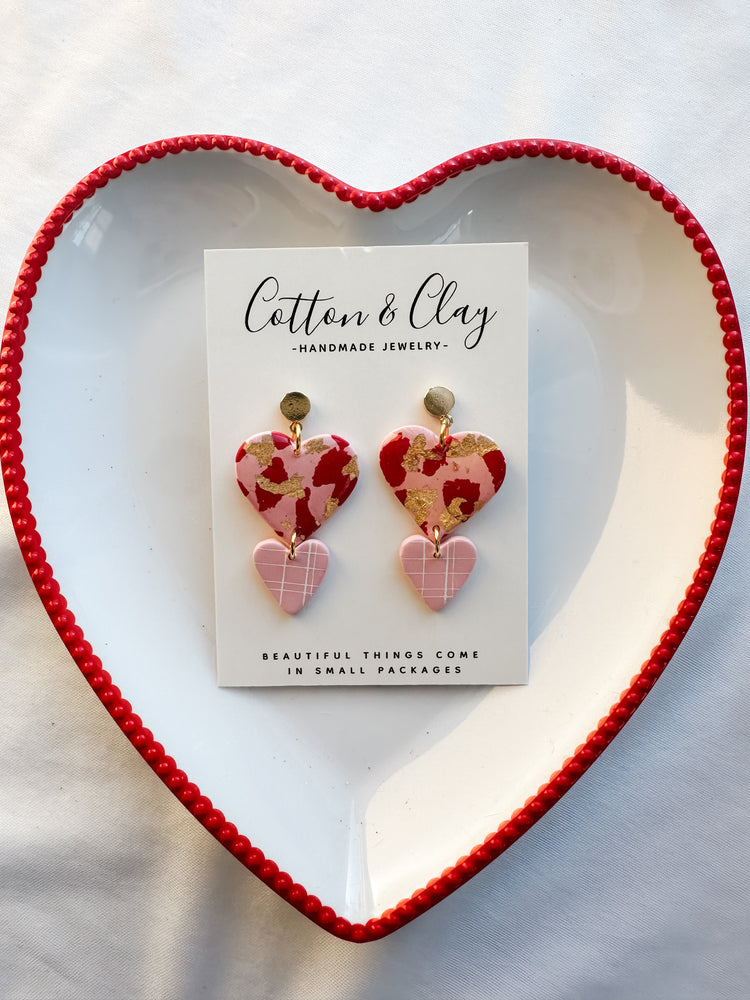 Multi color heart dangle- plaid small heart