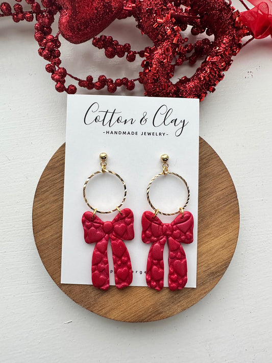 Large red bow dangle
